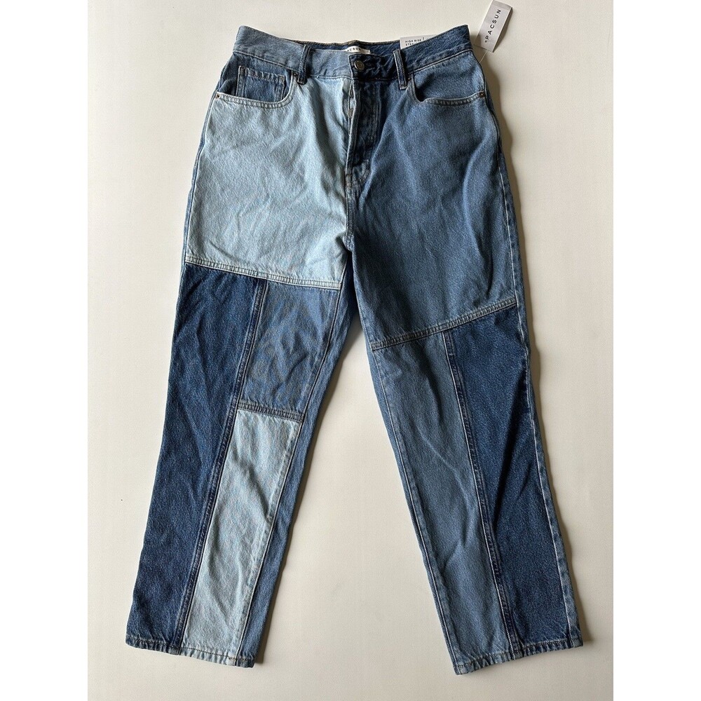Pacsun Mom Jeans Womens 29 Blue Patchwork High Rise Denim NWT